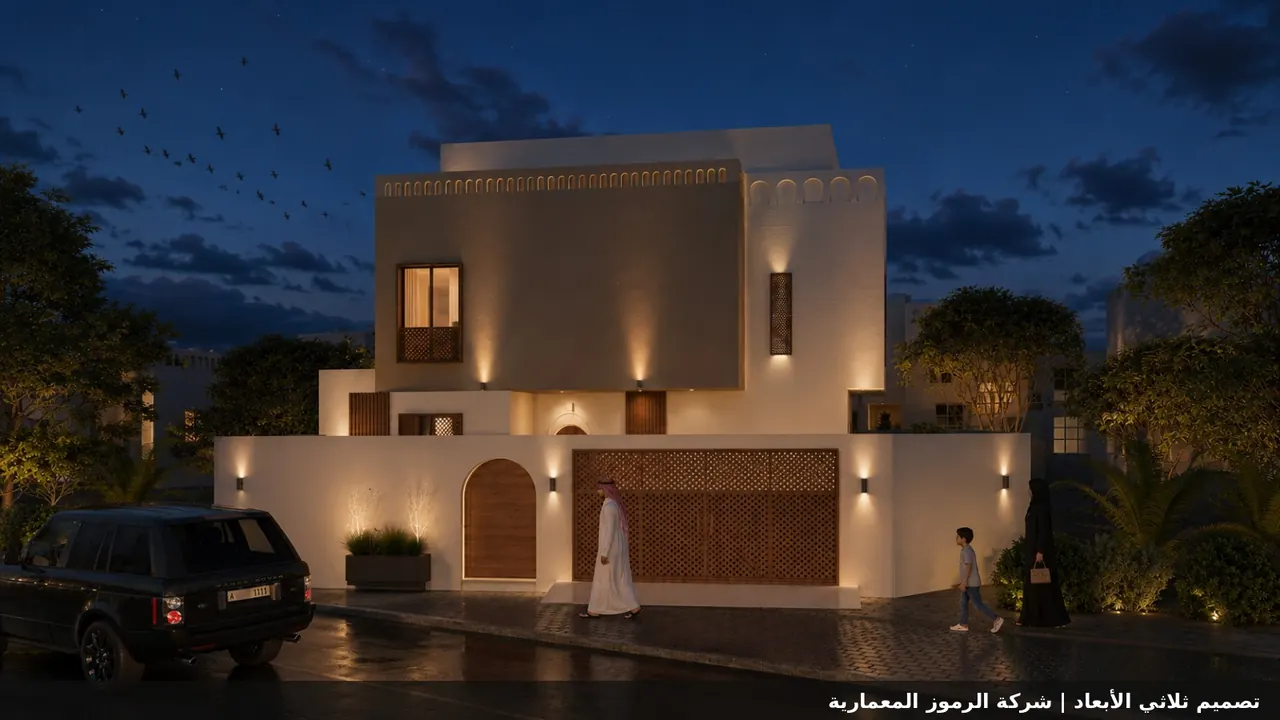 تصميم فيلا بطراز نجدي معاصر في جدة