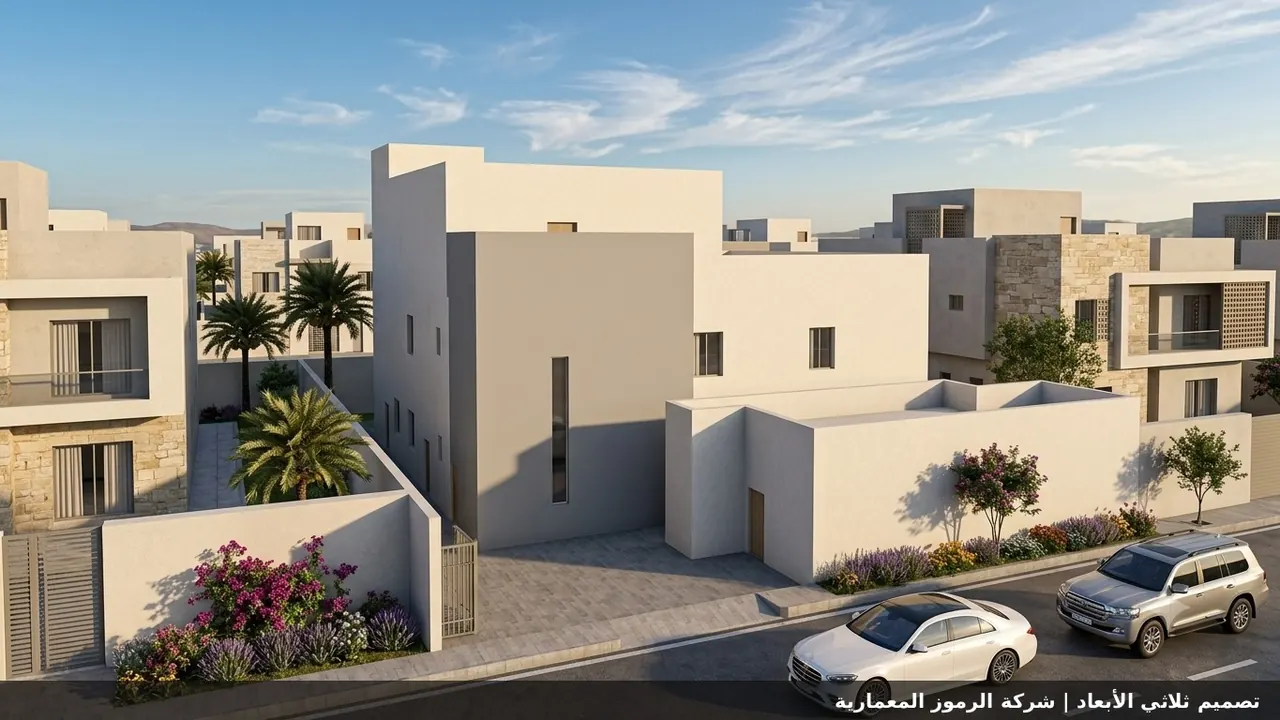 تصميم فيلا سكنية بإضاءة خارجية في جدة